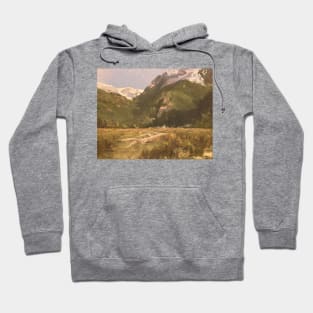 Warm Snowtop Mountain Oil Painting Hoodie